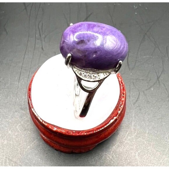 Beautiful Lepidolite Rings set in 925- Adjustable - Picture 2 of 5